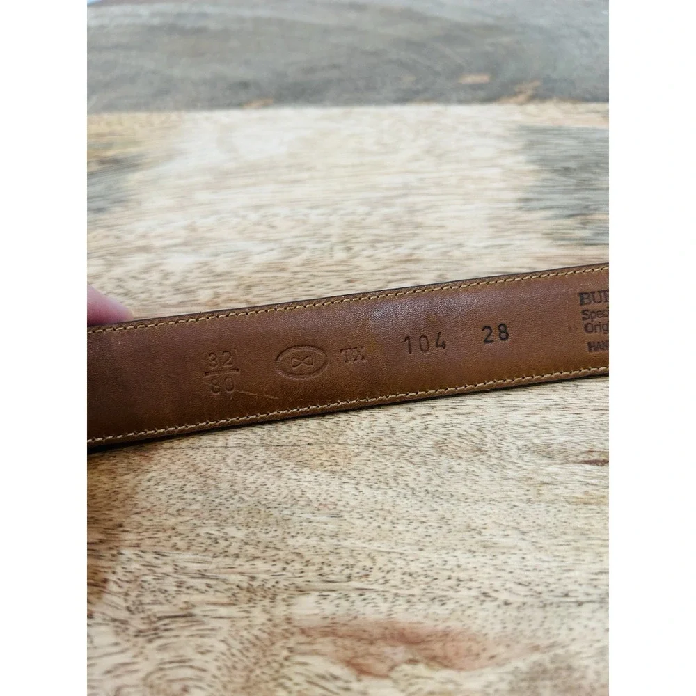 Vintage Trafalgar Tom James Men's Embossed Brown Leather  Belt 32 Chestnut